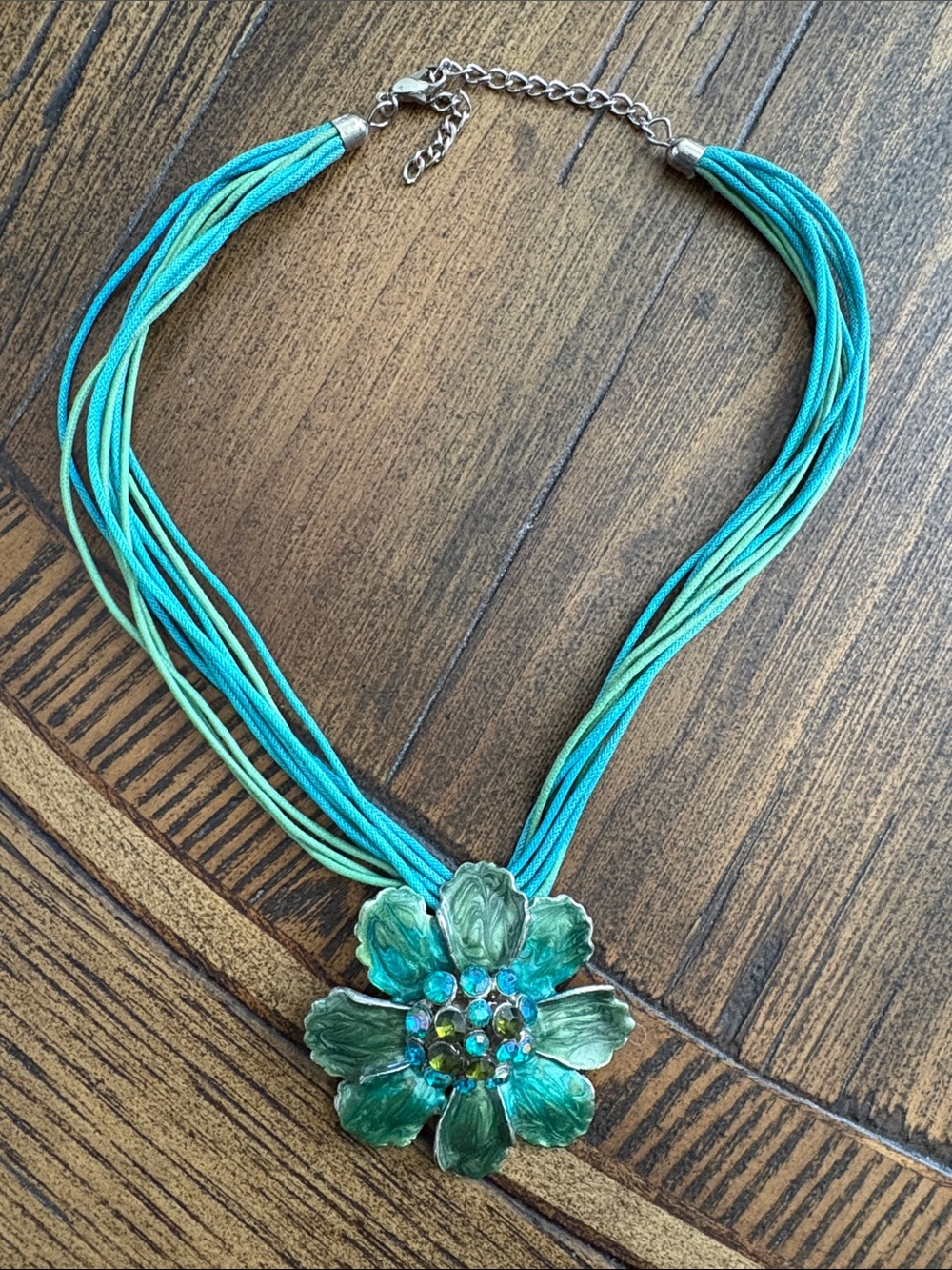 Vintage Flower Pendant on Multi-Strand cord